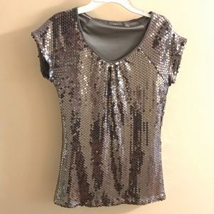 Silver sequin top